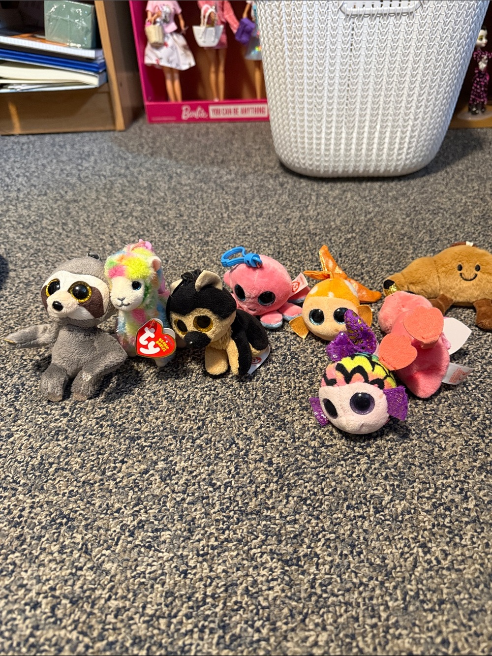 Ty Beanie Boos Mini Plush Set in Gray, Multicolor, Black, Pink, Orange